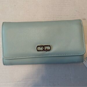 Time and Tru Light Blue Wallet with Gold Accent